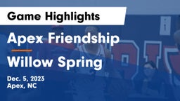 Apex Friendship  vs  Willow Spring  Game Highlights - Dec. 5, 2023