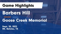 Barbers Hill  vs Goose Creek Memorial  Game Highlights - Sept. 20, 2022