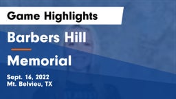 Barbers Hill  vs Memorial  Game Highlights - Sept. 16, 2022