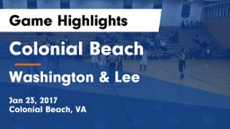 Colonial Beach  vs Washington & Lee  Game Highlights - Jan 23, 2017
