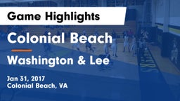 Colonial Beach  vs Washington & Lee  Game Highlights - Jan 31, 2017