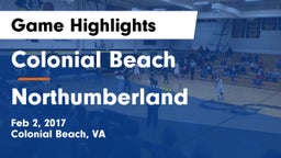 Colonial Beach  vs Northumberland  Game Highlights - Feb 2, 2017