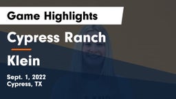 Cypress Ranch  vs Klein  Game Highlights - Sept. 1, 2022