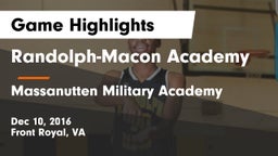 Randolph-Macon Academy  vs Massanutten Military Academy Game Highlights - Dec 10, 2016