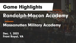 Randolph-Macon Academy  vs Massanutten Military Academy Game Highlights - Dec. 1, 2023