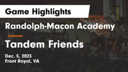 Randolph-Macon Academy  vs Tandem Friends Game Highlights - Dec. 5, 2023