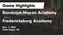 Randolph-Macon Academy  vs Fredericksburg Academy  Game Highlights - Dec. 7, 2023