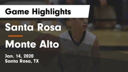 Santa Rosa  vs Monte Alto  Game Highlights - Jan. 14, 2020