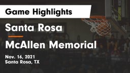 Santa Rosa  vs McAllen Memorial  Game Highlights - Nov. 16, 2021