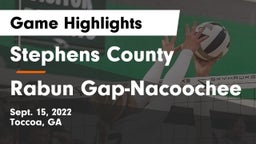 Stephens County  vs Rabun Gap-Nacoochee  Game Highlights - Sept. 15, 2022