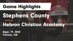 Stephens County  vs Hebron Christian Academy  Game Highlights - Sept. 19, 2023