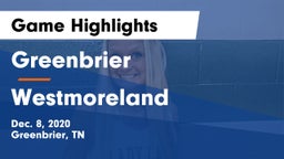Greenbrier  vs Westmoreland  Game Highlights - Dec. 8, 2020