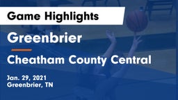 Greenbrier  vs Cheatham County Central  Game Highlights - Jan. 29, 2021
