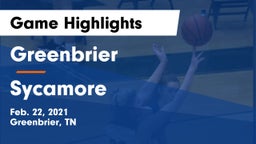 Greenbrier  vs Sycamore  Game Highlights - Feb. 22, 2021