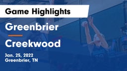 Greenbrier  vs Creekwood Game Highlights - Jan. 25, 2022