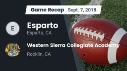 Recap: Esparto  vs. Western Sierra Collegiate Academy 2018