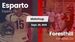 Matchup: Esparto  vs. Foresthill  2019