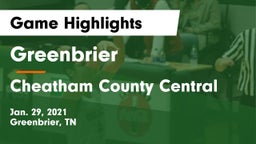 Greenbrier  vs Cheatham County Central  Game Highlights - Jan. 29, 2021