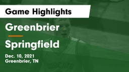 Greenbrier  vs Springfield  Game Highlights - Dec. 10, 2021