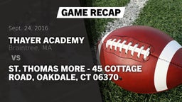 Recap: Thayer Academy  vs. St. Thomas More - 45 Cottage Road, Oakdale, CT 06370 2016