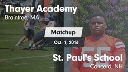 Matchup: Thayer Academy High vs. St. Paul's School 2016