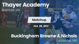 Matchup: Thayer Academy High vs. Buckingham Browne & Nichols  2017