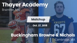 Matchup: Thayer Academy High vs. Buckingham Browne & Nichols  2018