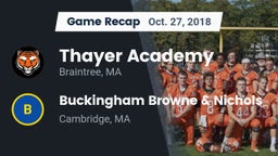 Recap: Thayer Academy  vs. Buckingham Browne & Nichols  2018