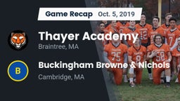 Recap: Thayer Academy  vs. Buckingham Browne & Nichols  2019