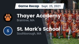 Recap: Thayer Academy  vs. St. Mark's School 2021