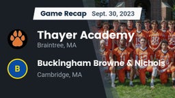Recap: Thayer Academy  vs. Buckingham Browne & Nichols  2023