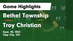 Bethel Township  vs Troy Christian  Game Highlights - Sept. 20, 2022
