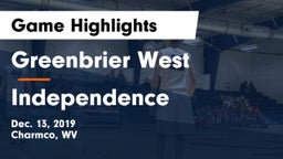 Greenbrier West  vs Independence  Game Highlights - Dec. 13, 2019