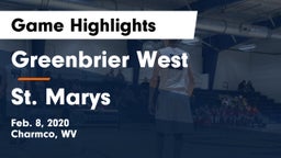 Greenbrier West  vs St. Marys  Game Highlights - Feb. 8, 2020