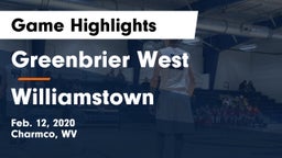 Greenbrier West  vs Williamstown  Game Highlights - Feb. 12, 2020