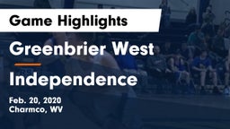 Greenbrier West  vs Independence  Game Highlights - Feb. 20, 2020