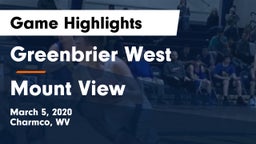 Greenbrier West  vs Mount View  Game Highlights - March 5, 2020