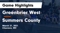 Greenbrier West  vs Summers County  Game Highlights - March 27, 2021