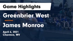 Greenbrier West  vs James Monroe Game Highlights - April 6, 2021