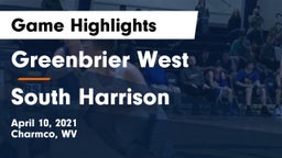 Greenbrier West  vs South Harrison  Game Highlights - April 10, 2021