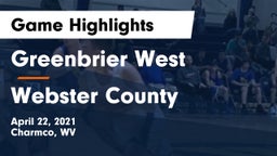 Greenbrier West  vs Webster County  Game Highlights - April 22, 2021