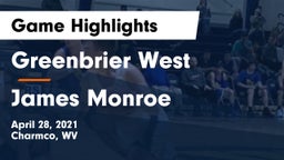 Greenbrier West  vs James Monroe Game Highlights - April 28, 2021