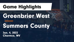 Greenbrier West  vs Summers County  Game Highlights - Jan. 4, 2022