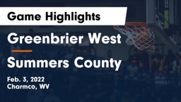 Greenbrier West  vs Summers County  Game Highlights - Feb. 3, 2022