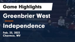 Greenbrier West  vs Independence Game Highlights - Feb. 23, 2022