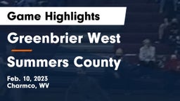 Greenbrier West  vs Summers County  Game Highlights - Feb. 10, 2023