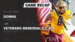 Recap: Donna  vs. Veterans Memorial E.C.H.S. 2016