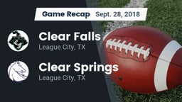 Recap: Clear Falls  vs. Clear Springs  2018