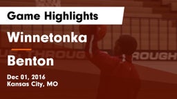 Winnetonka  vs Benton  Game Highlights - Dec 01, 2016