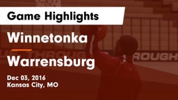 Winnetonka  vs Warrensburg  Game Highlights - Dec 03, 2016